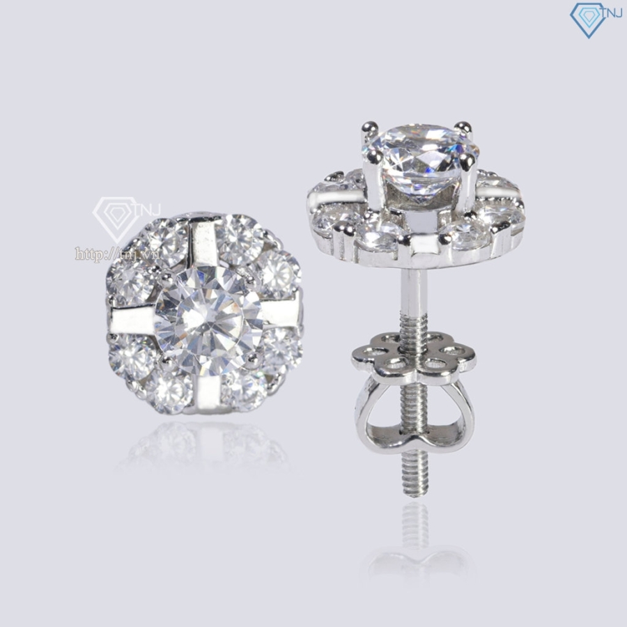 Bông tai bạc nữ xi kim đính đá cao cấp BTNXK0001 - Trang sức TNJ