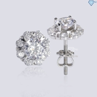 Bông tai bạc nữ cao cấp xi kim chốt ren BTNXK0006 Trang sức TNJ