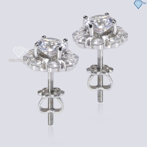 Bông tai bạc nữ cao cấp xi kim chốt ren BTNXK0006 Trang sức TNJ