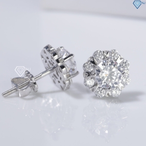 Bông tai bạc nữ cao cấp xi kim chốt ren BTNXK0006 Trang sức TNJ