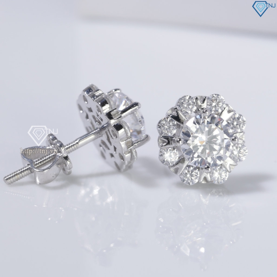 Bông tai bạc nữ cao cấp xi kim chốt ren BTNXK0006 Trang sức TNJ