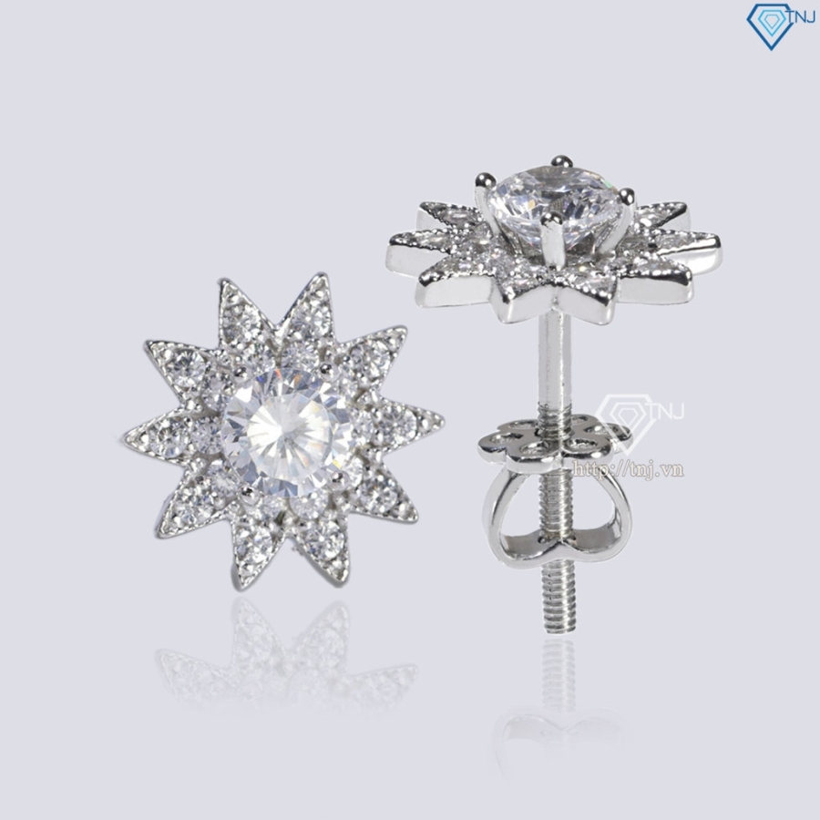 Bông tai bạc nữ hoa hướng dương xi kim chốt ren BTNXK0007Trang sức TNJ