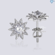 Bông tai bạc nữ hoa hướng dương xi kim chốt ren BTNXK0007Trang sức TNJ