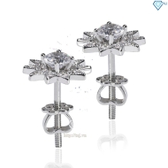 Bông tai bạc nữ hoa hướng dương xi kim chốt ren BTNXK0007Trang sức TNJ