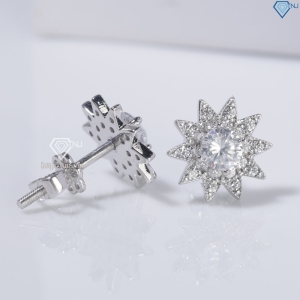 Bông tai bạc nữ hoa hướng dương xi kim chốt ren BTNXK0007Trang sức TNJ