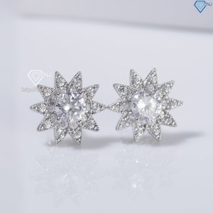 Bông tai bạc nữ hoa hướng dương xi kim chốt ren BTNXK0007Trang sức TNJ