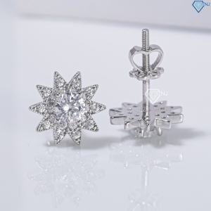 Bông tai bạc nữ hoa hướng dương xi kim chốt ren BTNXK0007Trang sức TNJ