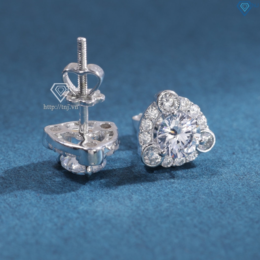 Bông tai bạc cho phụ nữ trung niên xi kim BTNXK0008 Trang sức TNJ