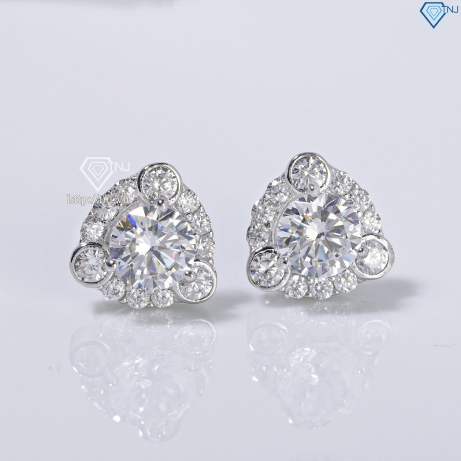 Bông tai bạc cho phụ nữ trung niên xi kim BTNXK0008 Trang sức TNJ