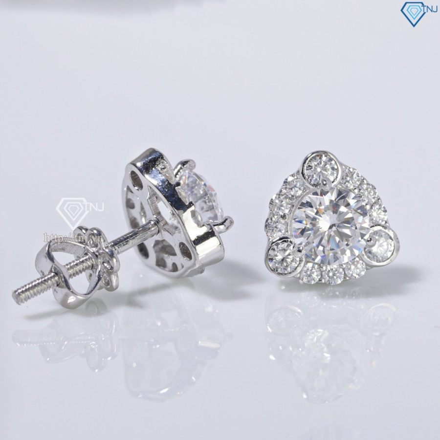 Bông tai bạc cho phụ nữ trung niên xi kim BTNXK0008 Trang sức TNJ