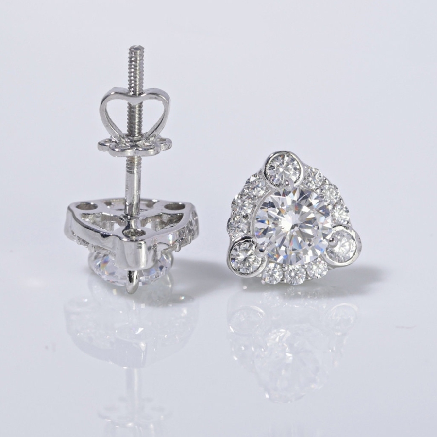 Bông tai bạc cho phụ nữ trung niên xi kim BTNXK0008