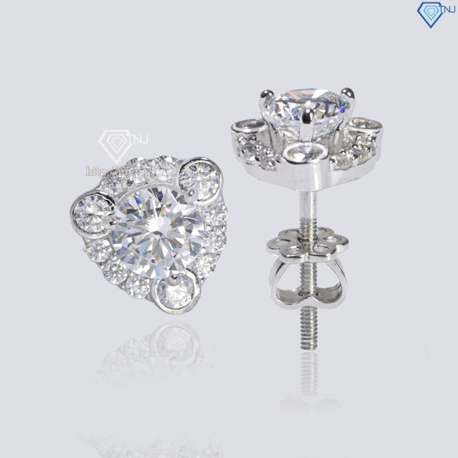 Bông tai bạc cho phụ nữ trung niên xi kim BTNXK0008 Trang sức TNJ