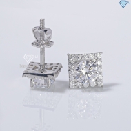 Bông tai bạc 925 xi kim mặt vuông BTNXK0009 Trang sức TNJ