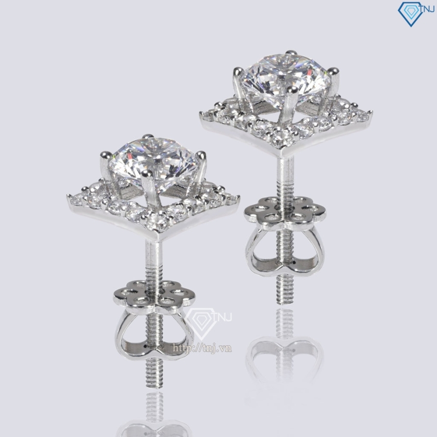 Bông tai bạc 925 xi kim mặt vuông BTNXK0009 Trang sức TNJ