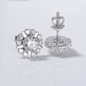 Bông tai bạc 925 cao cấp xi kim đính đá BTNXK0010