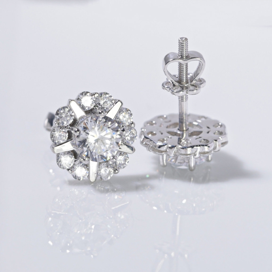 Bông tai bạc 925 cao cấp xi kim đính đá BTNXK0010