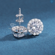 Bông tai bạc 925 cao cấp xi kim mặt tròn đính đá BTNXK0011