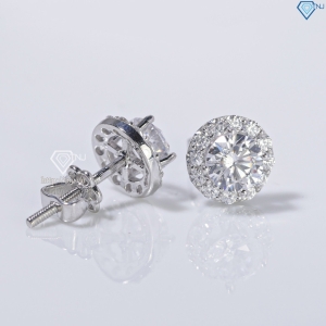 Bông tai bạc cao cấp xi kim mặt tròn đẹp BTNXK0012