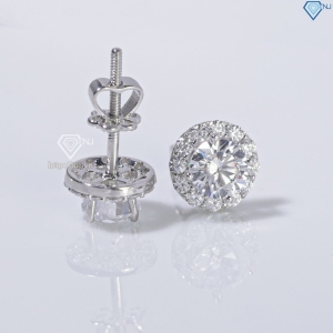 Bông tai bạc cao cấp xi kim mặt tròn đẹp BTNXK0012