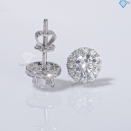 Bông tai bạc cao cấp xi kim mặt tròn đẹp BTNXK0012