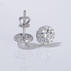 Bông tai bạc cao cấp xi kim mặt tròn đẹp BTNXK0012