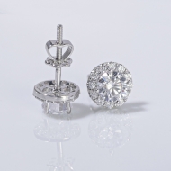 Bông tai bạc cao cấp xi kim mặt tròn đẹp BTNXK0012