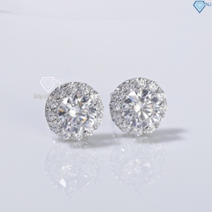 Bông tai bạc cao cấp xi kim mặt tròn đẹp BTNXK0012