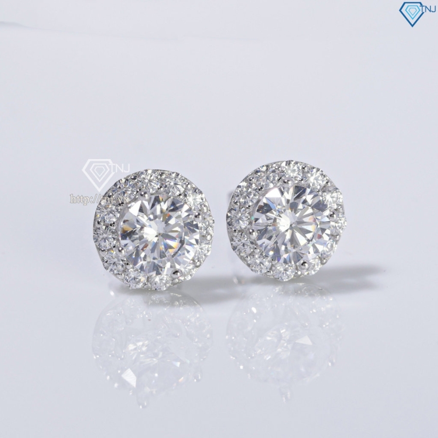 Bông tai bạc cao cấp xi kim mặt tròn đẹp BTNXK0012