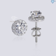 Bông tai bạc cao cấp xi kim mặt tròn đẹp BTNXK0012