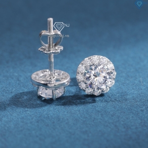 Bông tai bạc cao cấp xi kim mặt tròn đẹp BTNXK0012