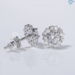 Bông tai bạc nữ xi kim mặt bông hoa cho phụ nữ trung niên BTNXK0014