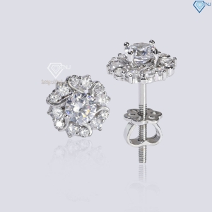 Bông tai bạc nữ xi kim mặt bông hoa cho phụ nữ trung niên BTNXK0014