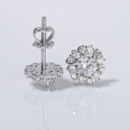 Bông tai bạc nữ xi kim mặt bông hoa cho phụ nữ trung niên BTNXK0014