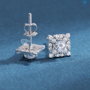 Bông tai bạc cao cấp xi kim mặt vuông BTNXK0013