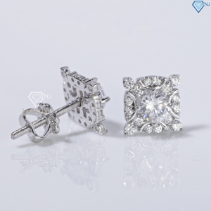 Bông tai bạc cao cấp xi kim mặt vuông BTNXK0013