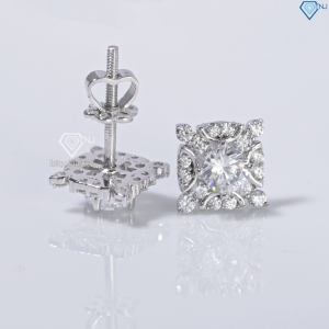 Bông tai bạc cao cấp xi kim mặt vuông BTNXK0013