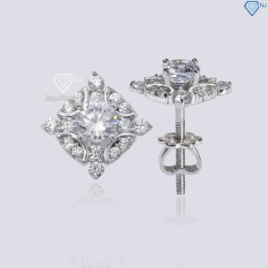 Bông tai bạc cao cấp xi kim mặt vuông BTNXK0013