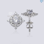 Bông tai bạc cao cấp xi kim mặt vuông BTNXK0013