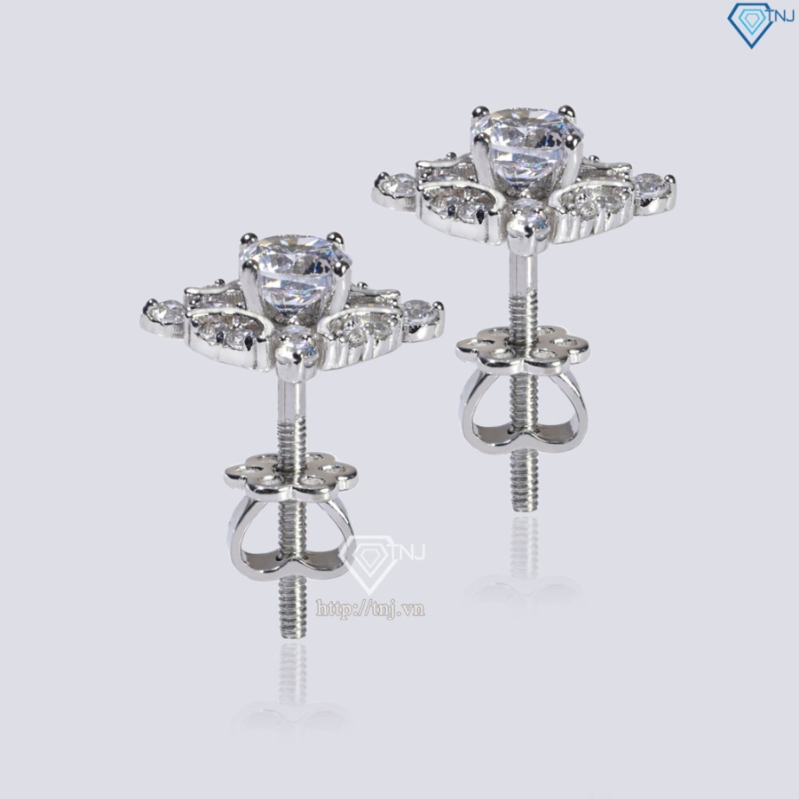 Bông tai bạc cao cấp xi kim mặt vuông BTNXK0013