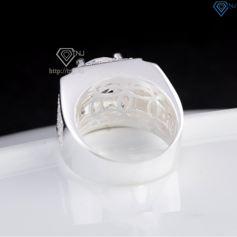 Nhẫn bạc nam mặt đá trắng giá rẻ tại Hà Nội NNA0110