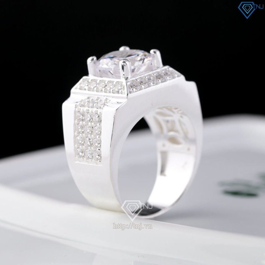 Nhẫn bạc nam mặt đá trắng giá rẻ tại Hà Nội NNA0110