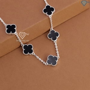 Lắc tay bạc nữ cỏ 4 lá đính đá đen LTN0439 - Trang Sức TNJ