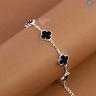 Lắc tay bạc nữ cỏ 4 lá đính đá đen LTN0439 - Trang Sức TNJ