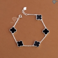 Lắc tay bạc nữ cỏ 4 lá đính đá đen LTN0439 - Trang Sức TNJ