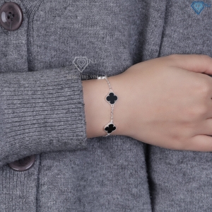 Lắc tay bạc nữ cỏ 4 lá đính đá đen LTN0439 - Trang Sức TNJ