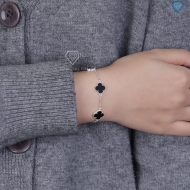 Lắc tay bạc nữ cỏ 4 lá đính đá đen LTN0439 - Trang Sức TNJ