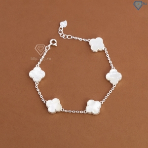 Lắc tay bạc nữ cỏ 4 lá đính đá trắng LTN0439 - Trang Sức TNJ