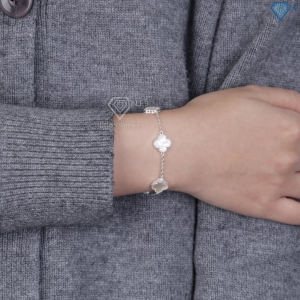 Lắc tay bạc nữ cỏ 4 lá đính đá trắng LTN0439 - Trang Sức TNJ