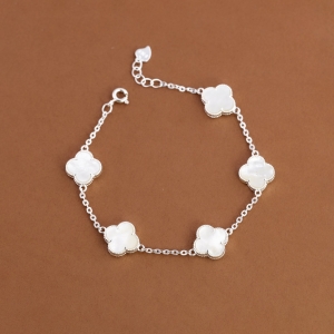 Lắc tay bạc nữ cỏ 4 lá đính đá trắng LTN0439