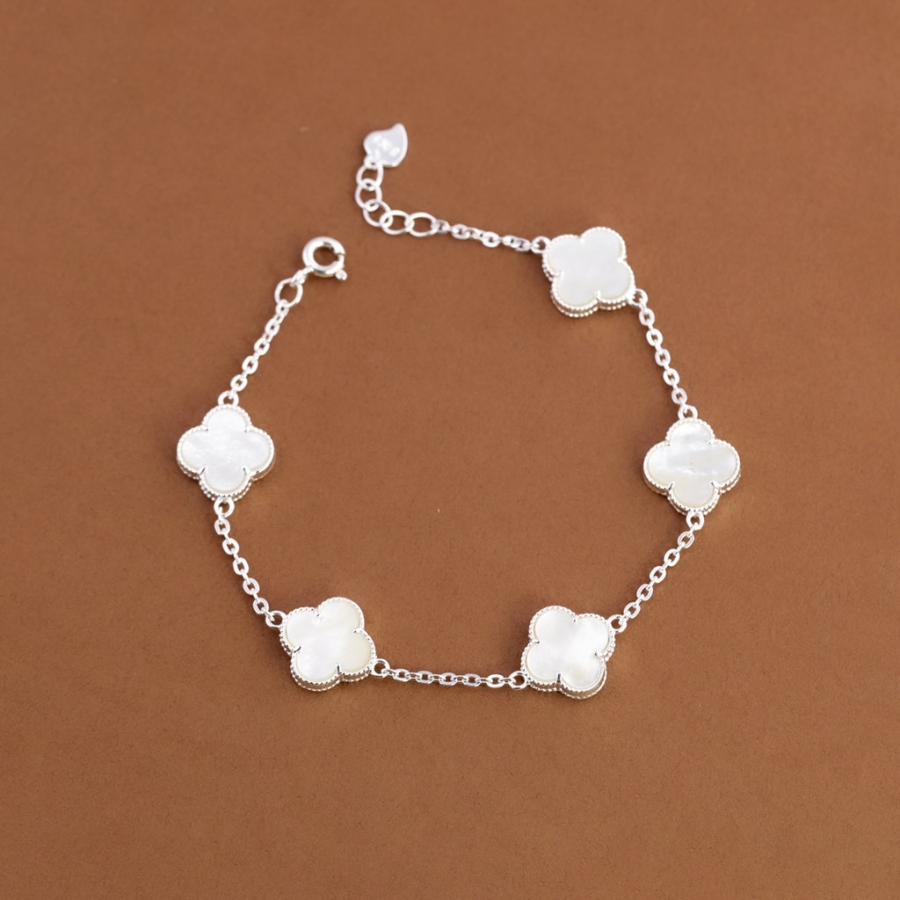 Lắc tay bạc nữ cỏ 4 lá đính đá trắng LTN0439